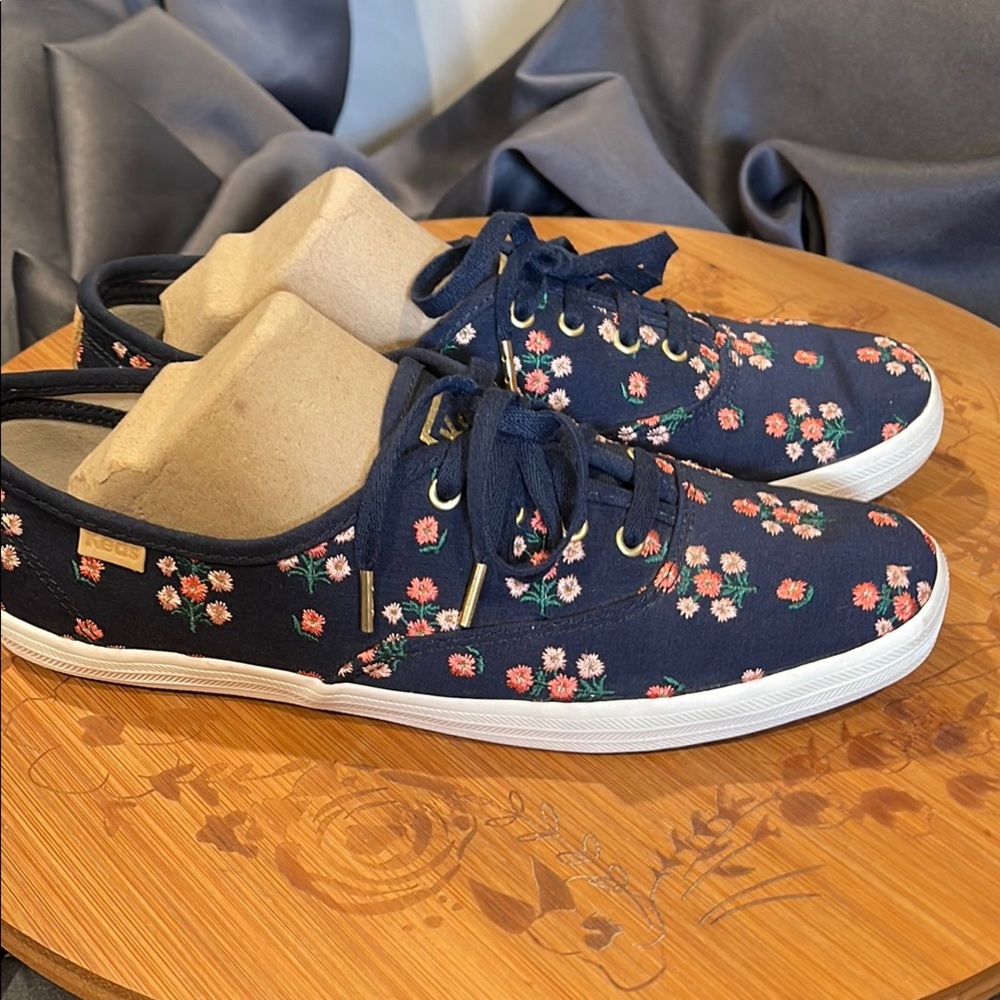 Keds Rifle Paper Co Blue Embroidered Floral Sneakers